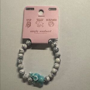Simply Southern Tracker Elephant Bracelet Blue & Gray Beaded - Brand New